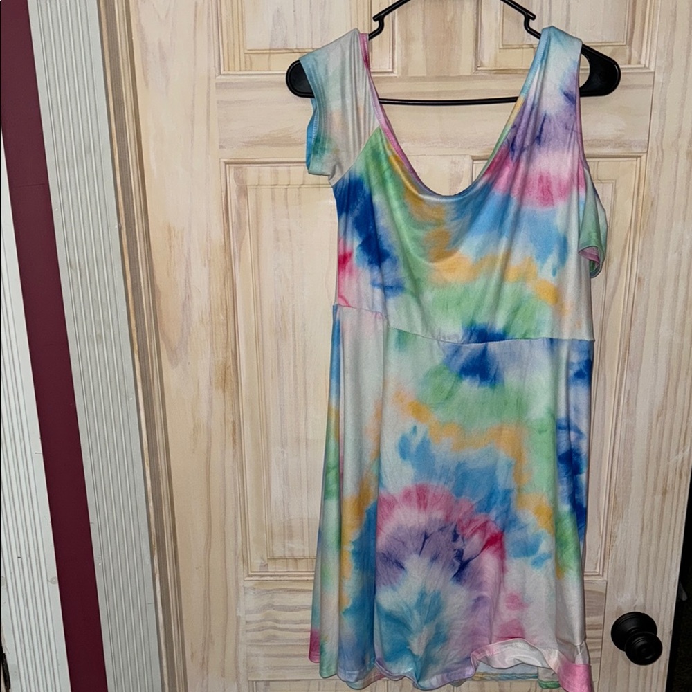 Colorful Tie-Dye Sleeveless Dress